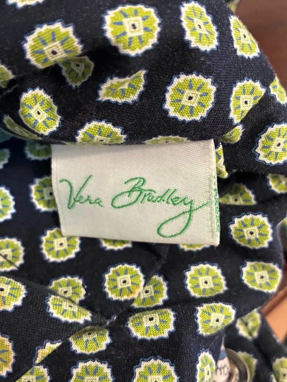 Vera Bradley Backsack Cambridge Backpack Drawstring Paisley Blue Green MADE USA